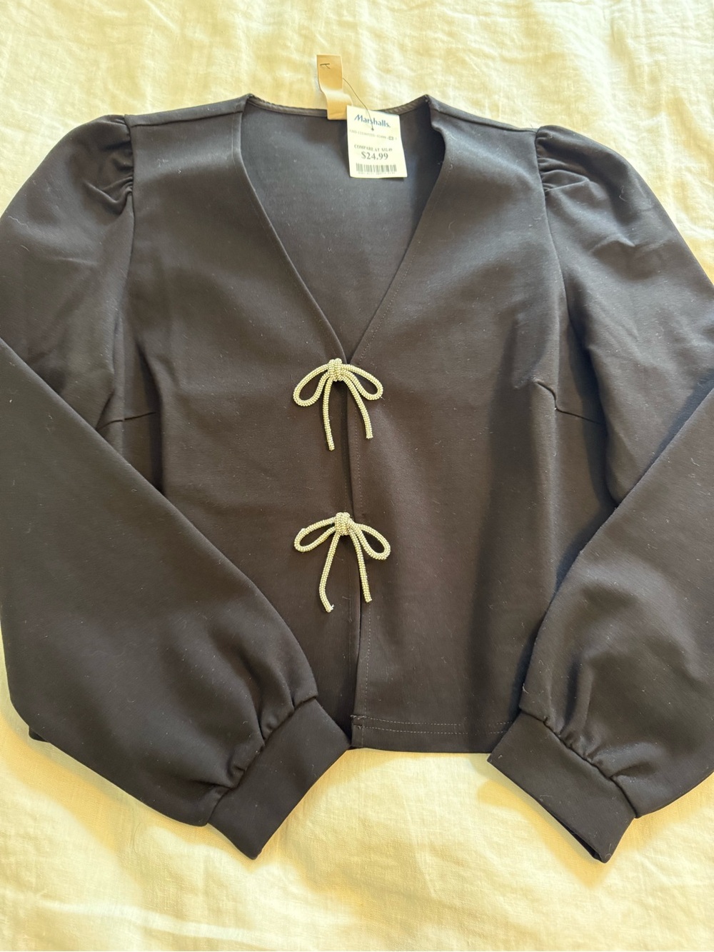 dolan Black V-Neck Tie-Front Jacket